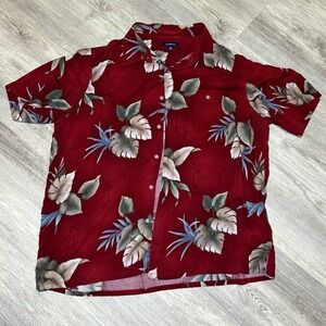 Croft & Barrow Shirt Mens XL Hawaiian Button Up‎ Rust Brown Green Blue